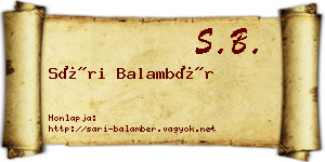 Sári Balambér névjegykártya